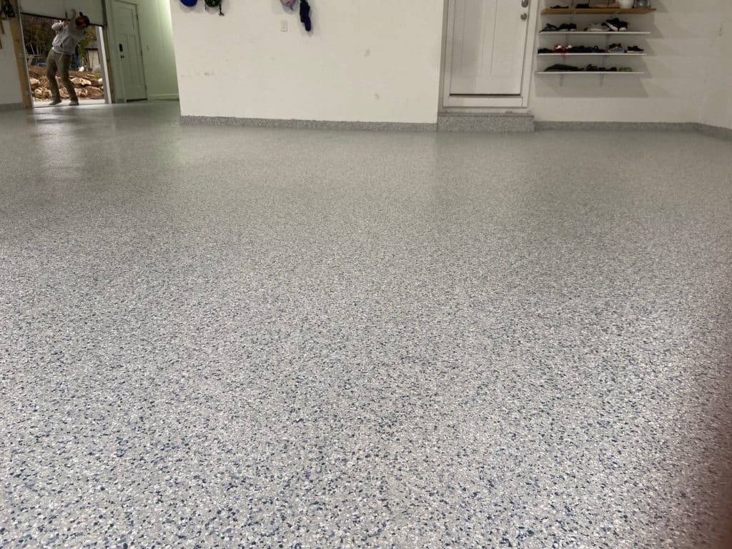 Epoxy and Polyaspartic Garage Floor Coating in North Ogden - 3 Car Garage - Gravel Color