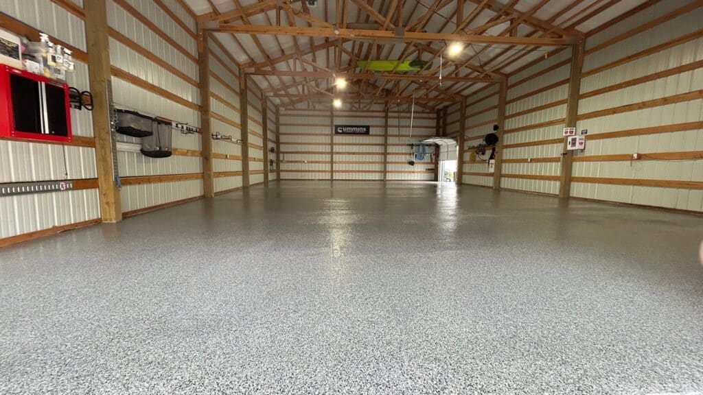 Plain City Utah Polebarn Floor Coating in Nightfall