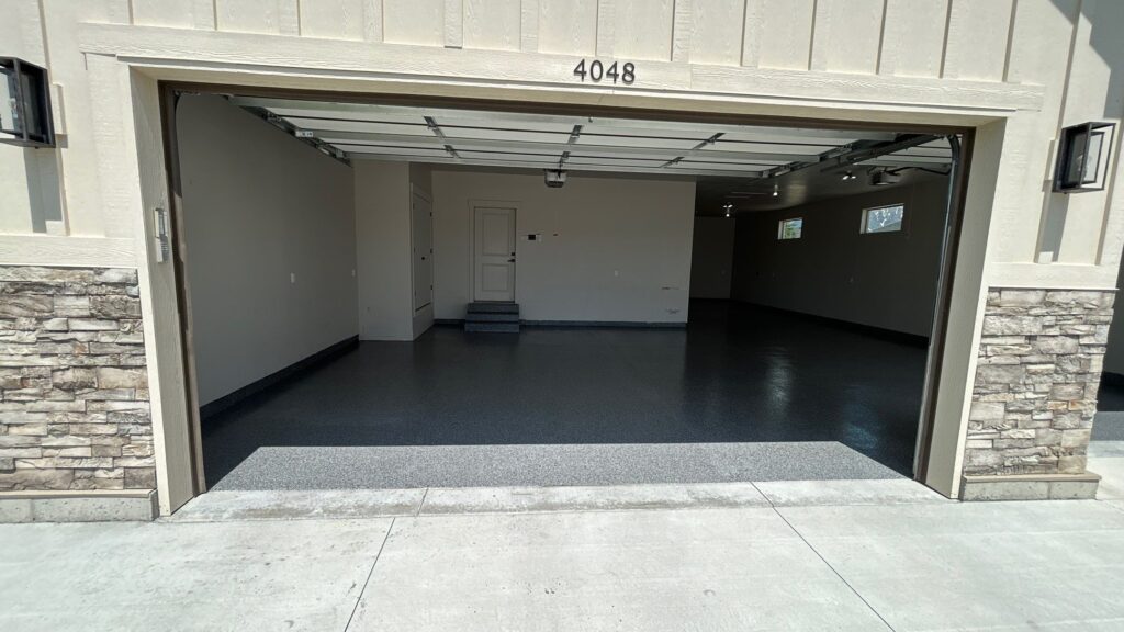 4 Car Garage Floor Coating in Gravel - Plain City, Utah