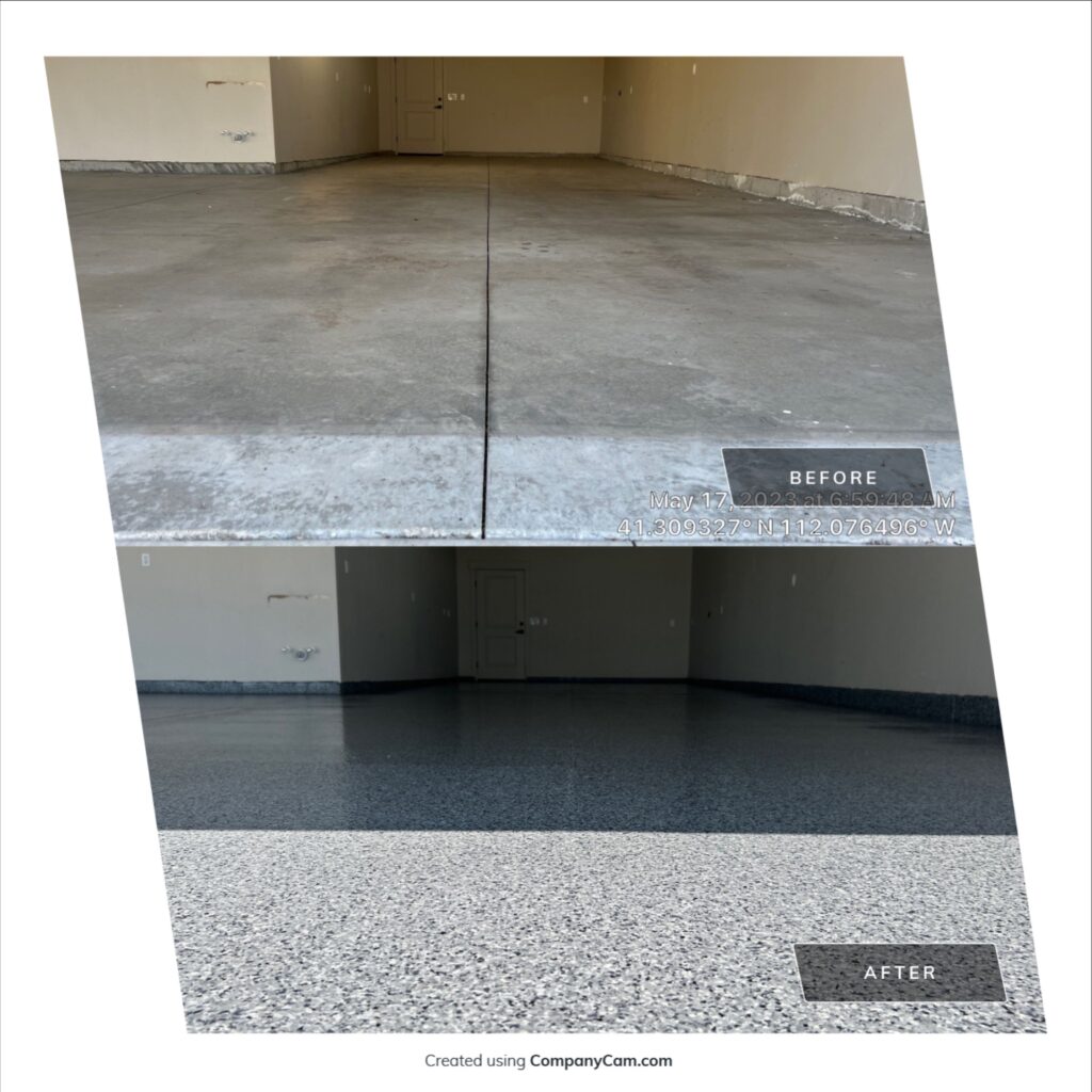 4 Car Garage Floor Coating in Gravel - Plain City, Utah