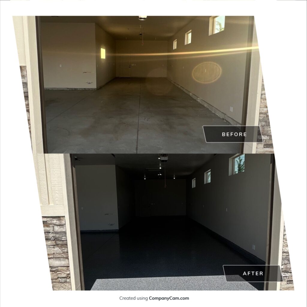 4 Car Garage Floor Coating in Gravel - Plain City, Utah