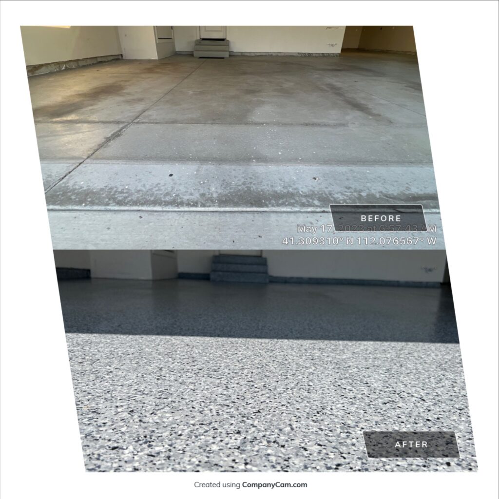 4 Car Garage Floor Coating in Gravel - Plain City, Utah